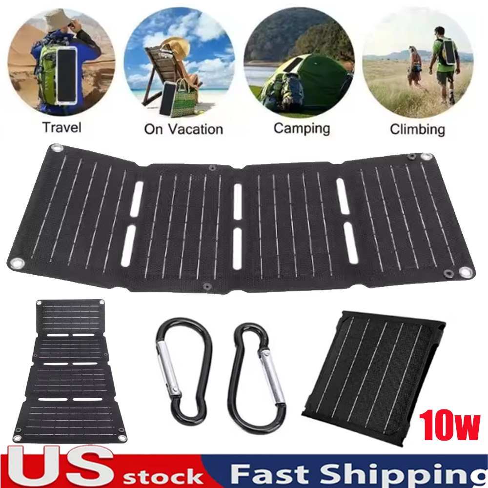 4-fold Foldable 10W 5V Solar Panel Portable Mobile Solar Panels Charger Dual USB