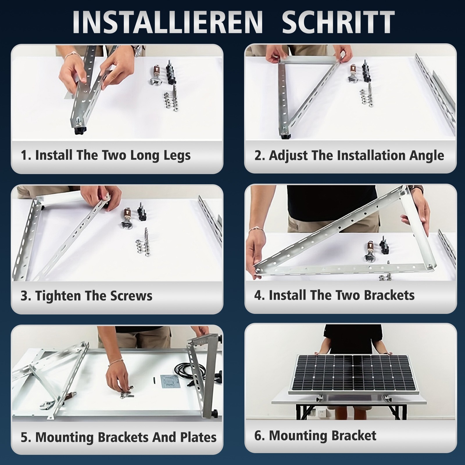 45inch (2 Sets) Upgrade Adjustable Solar Panel Mount Brackets PV System Roof RV