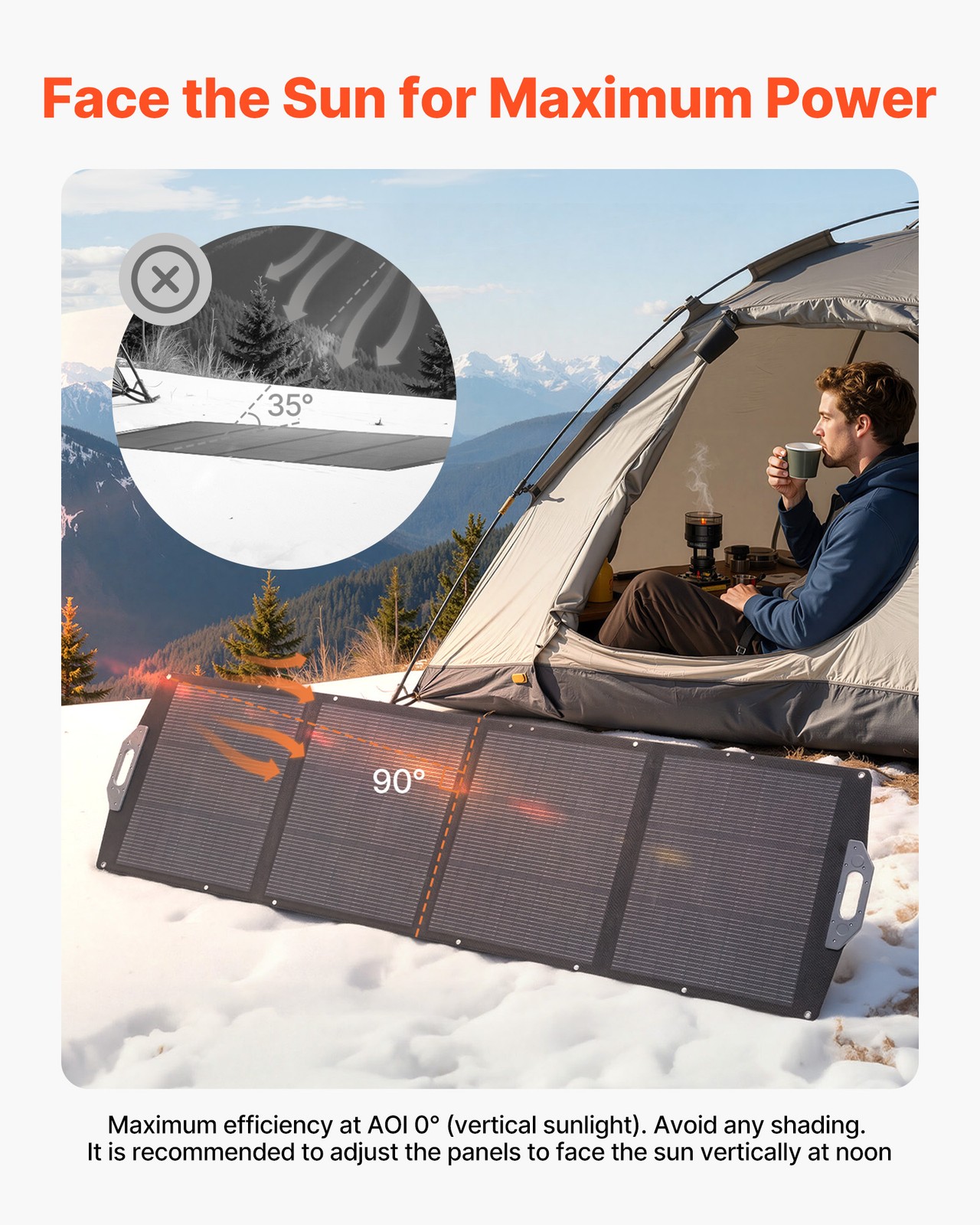 VEVOR 200W Foldable Solar Panel 24% High-Efficiency Portable Mono Solar Panel