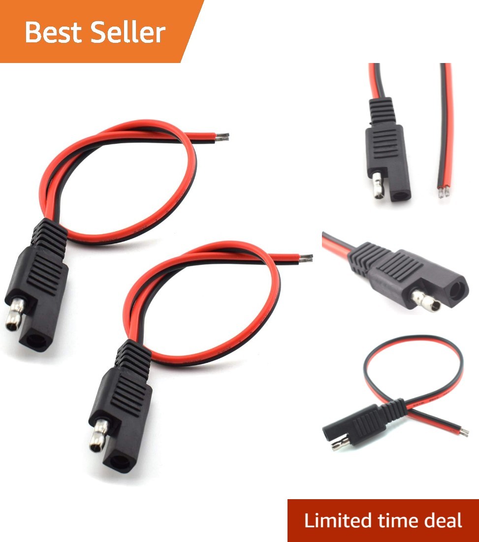 High-Quality 1ft SAE Extension Cable, 10A Quick Connector for Solar Batteries