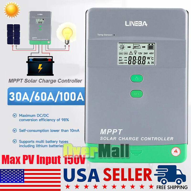 MPPT 100AMP 60A Solar Charge Controller For 12V 24V 36V 48V DC Battery Regulator