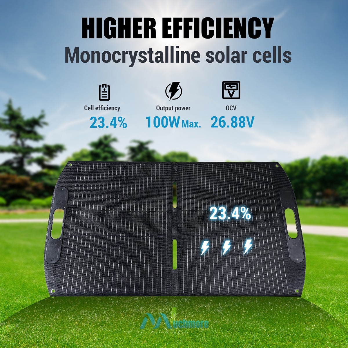 100W 22V Portable Solar Panel Foldable USB Solar Charger for Camping RV Off Grid