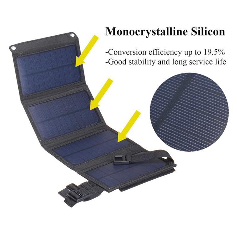 USB 80W Solar Panel Folding Power Bank Outdoor Camping Hiking Phone Charger