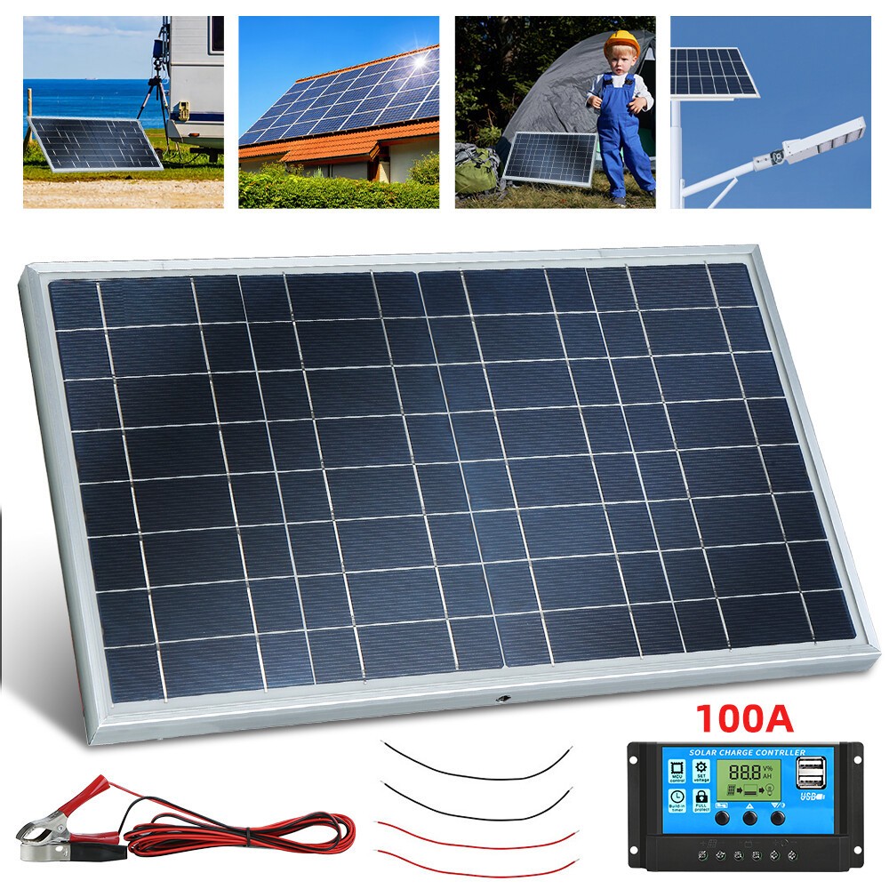30W Trickle Solar Panel 12V Charger Battery Charger Kit Maintainer RV Boat Car