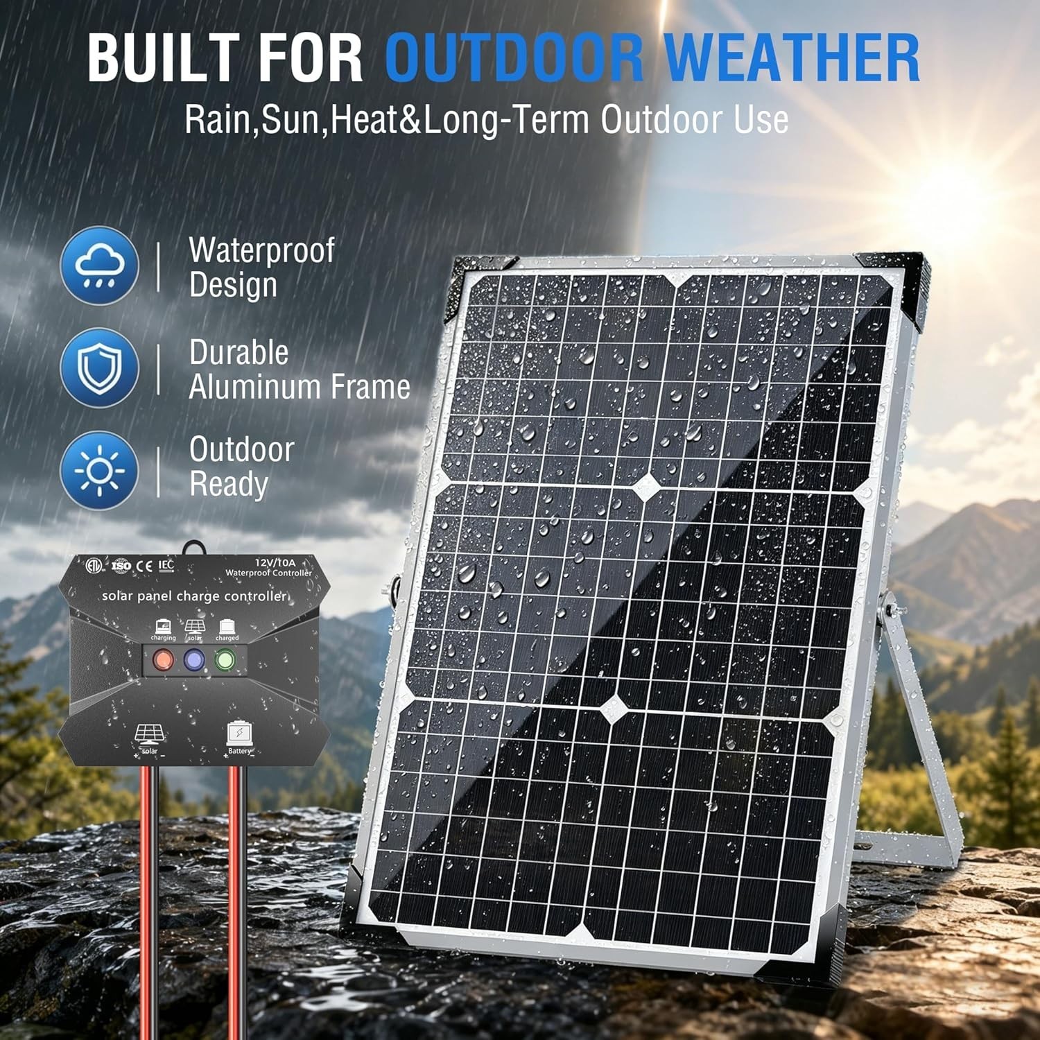 30W Solar Battery Charger – 12V Solar Panel Kit with 10A Smart Charge Control…