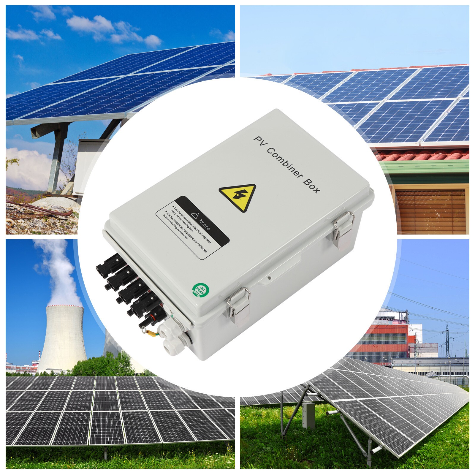4 String Solar PV Combiner Box 63A Circuit Breaker Solar Panel System Waterproof