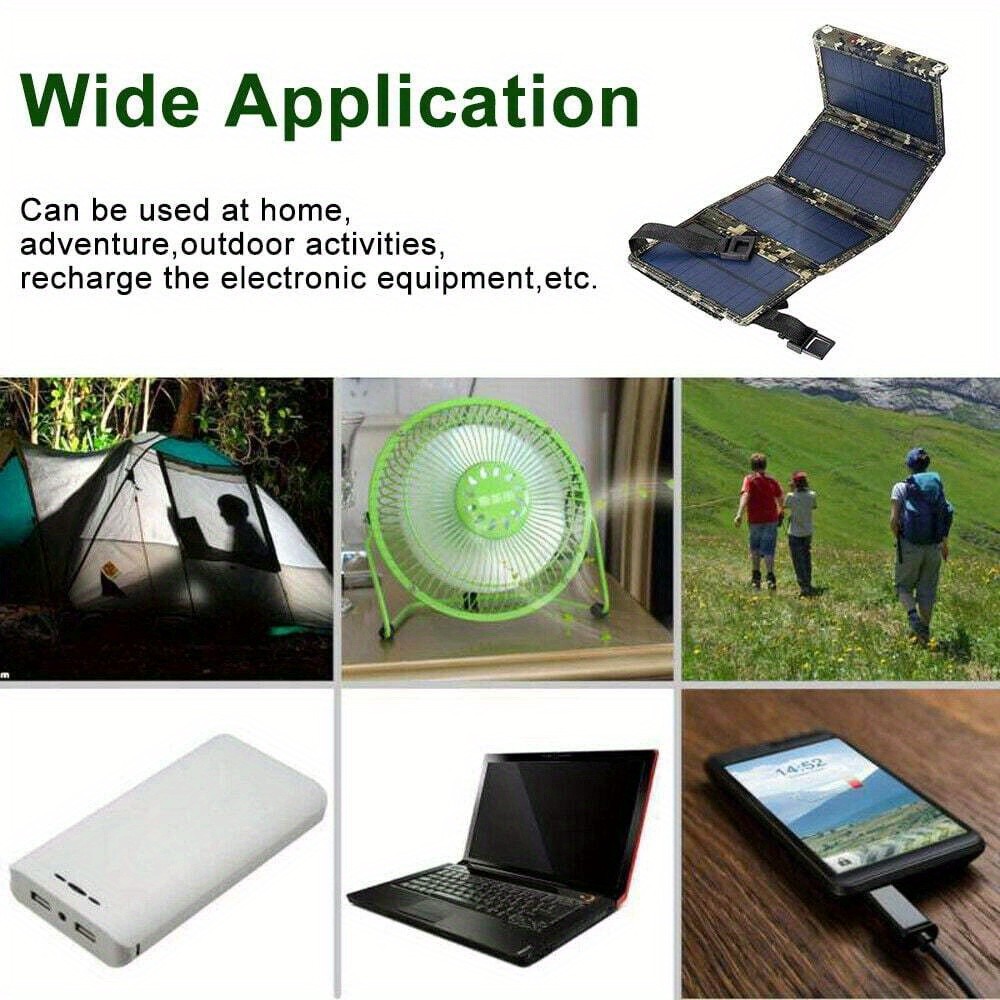 80W USB Solar Panel Folding Power Bank Outdoor Camping Hiking Phone Charger