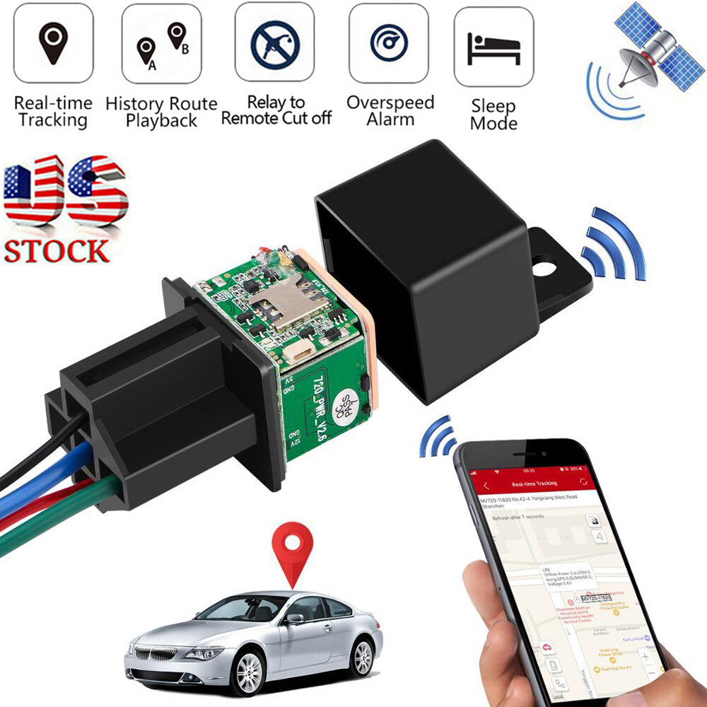 GPS GSM Car Tracker Tracking Security Device Relay-Shape Spy Cut Oil Remotrly