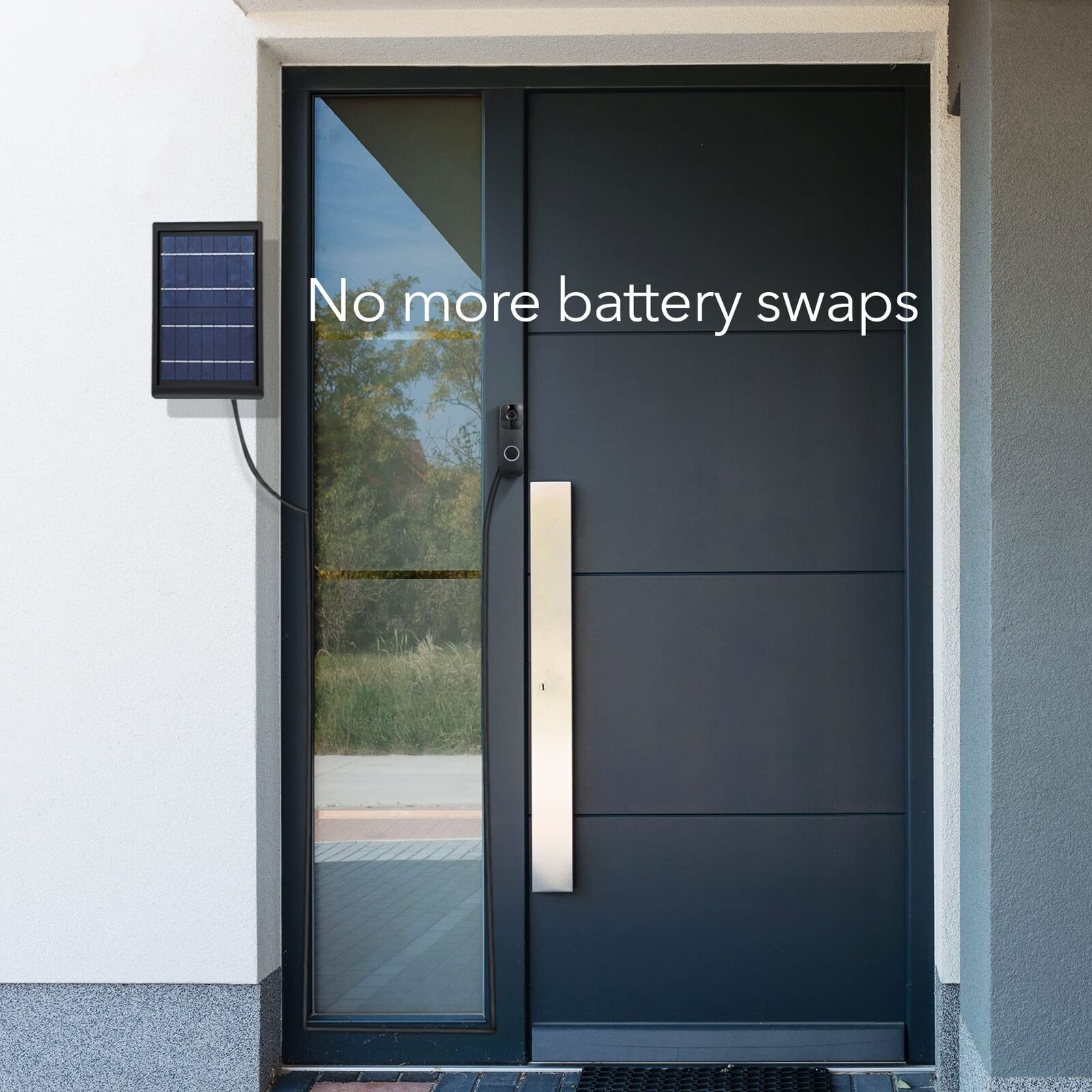 Wasserstein Solar Panel – Compatible with Blink Video Doorbell (Black)