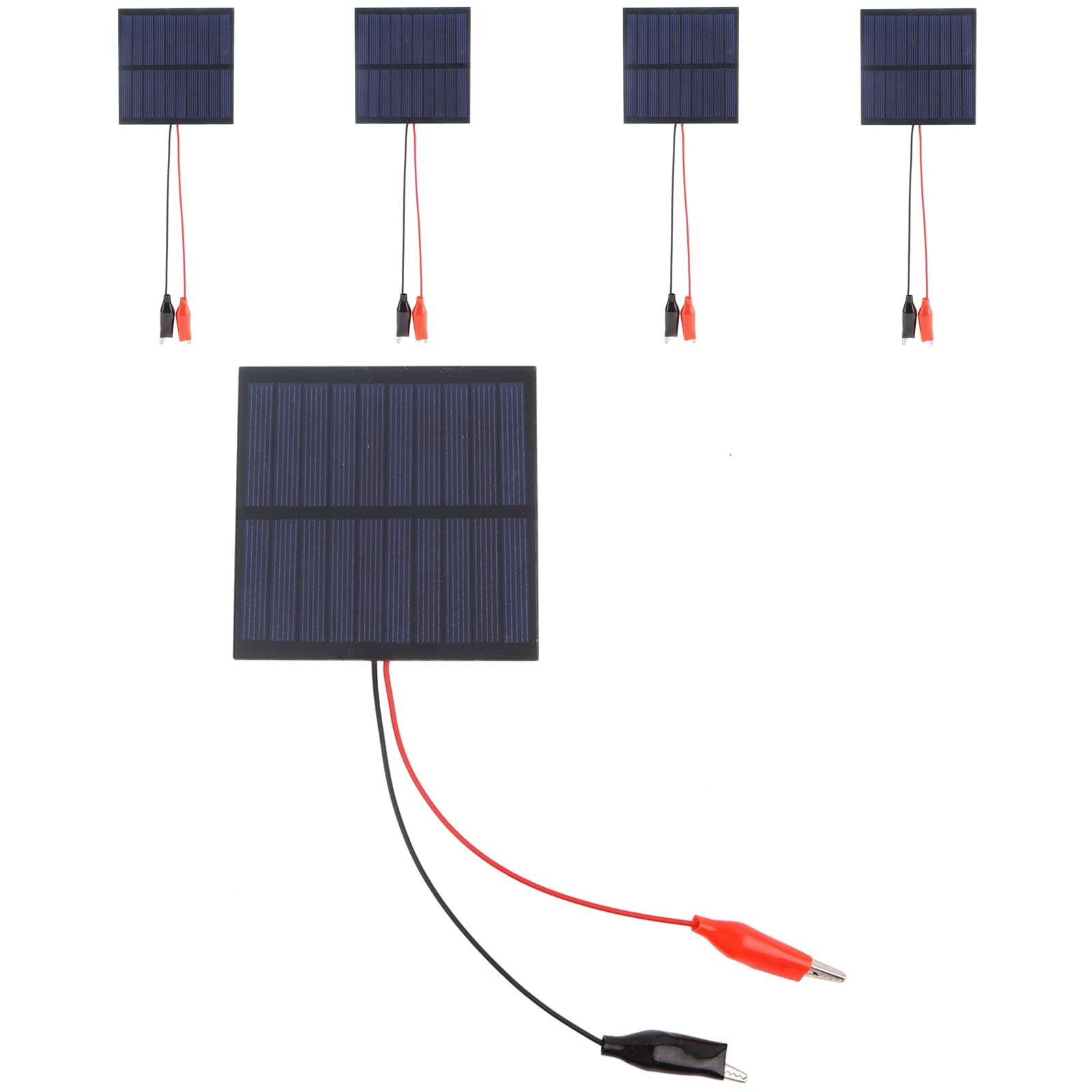Small Solar Panels 1W 5V 200mA, 5-Pack Wire Clips Mini Solar Panel