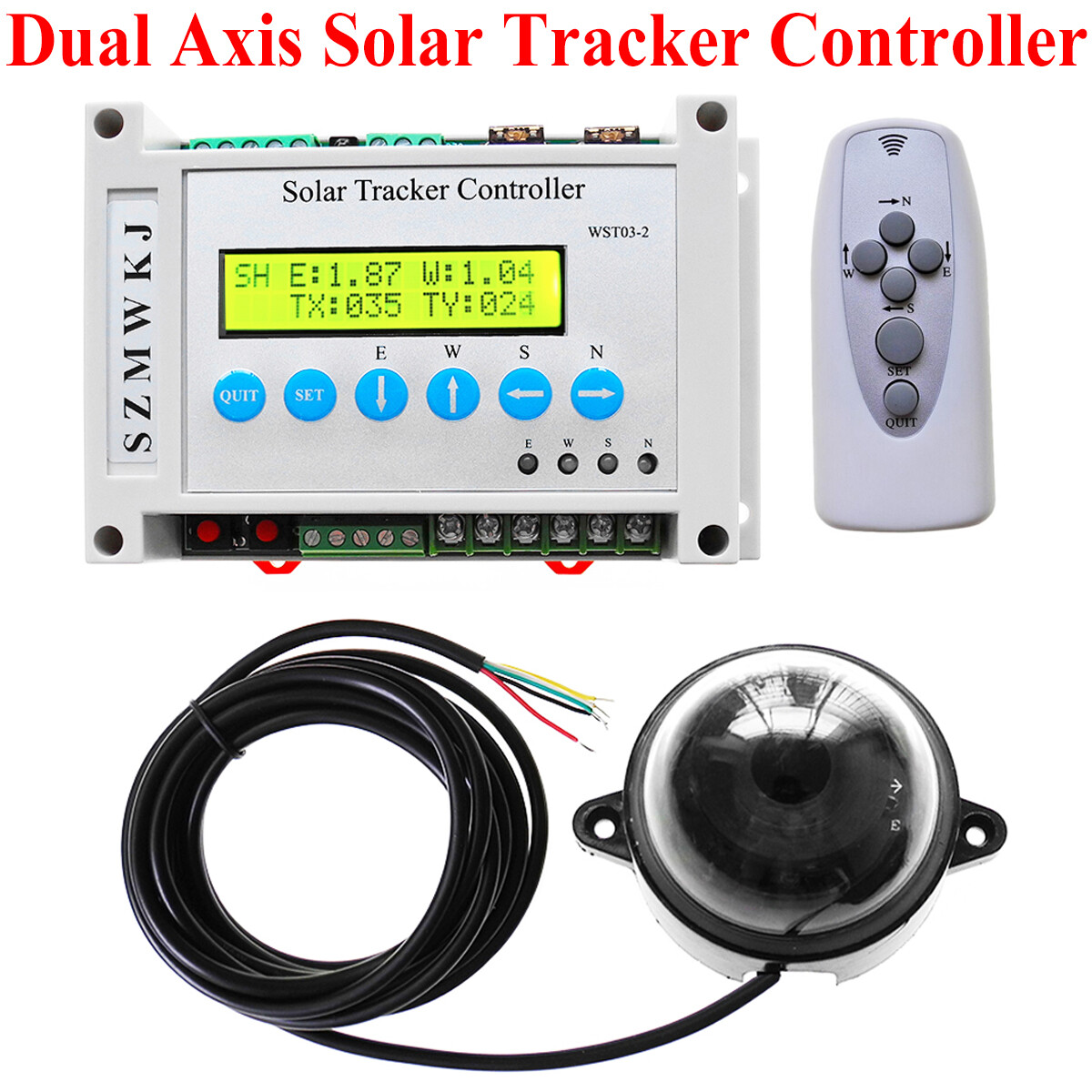 Dual Axis Solar Tracker 6000N Linear Actuator Tracking Controller Sun Track Kits
