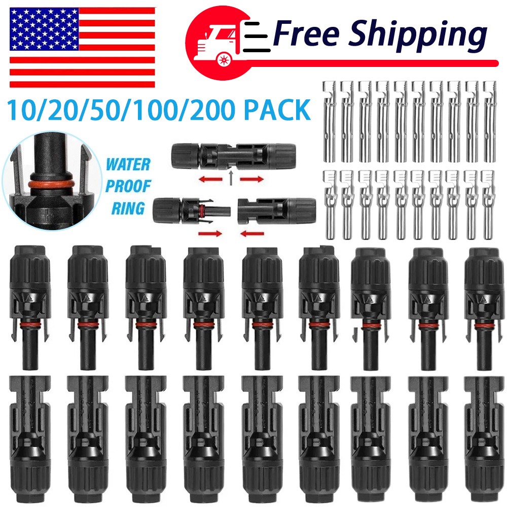 10/20/50/100/200 Pairs Male Female Solar Cable Connectors For DIY Solar Panel US