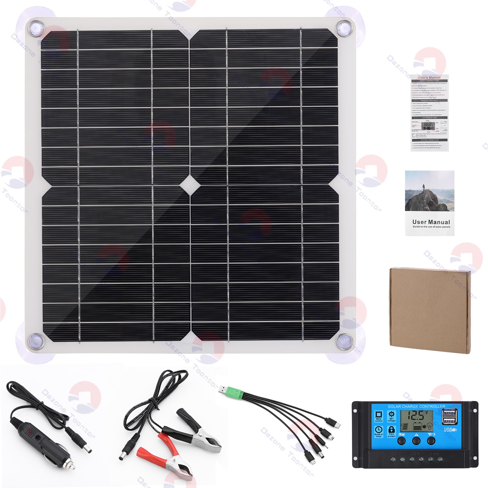 200 Watts Solar Panel Kit 100A 12V Battery Charger with Controller Caravan Boat