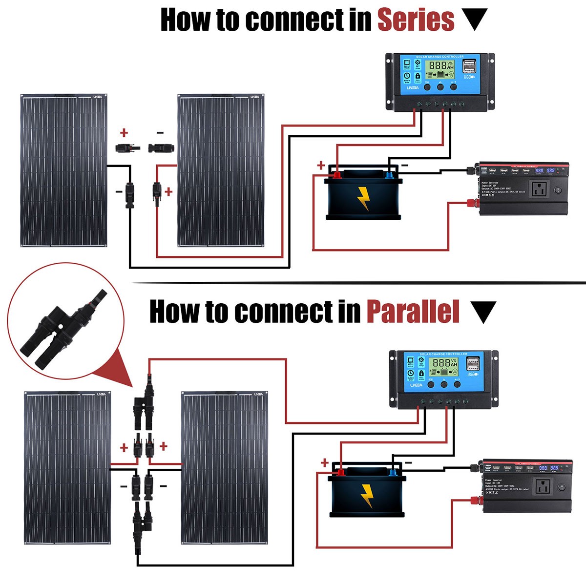 Complete Solar Panel Kit 5000W Power Inverter Set 12V Battery Charger Controller