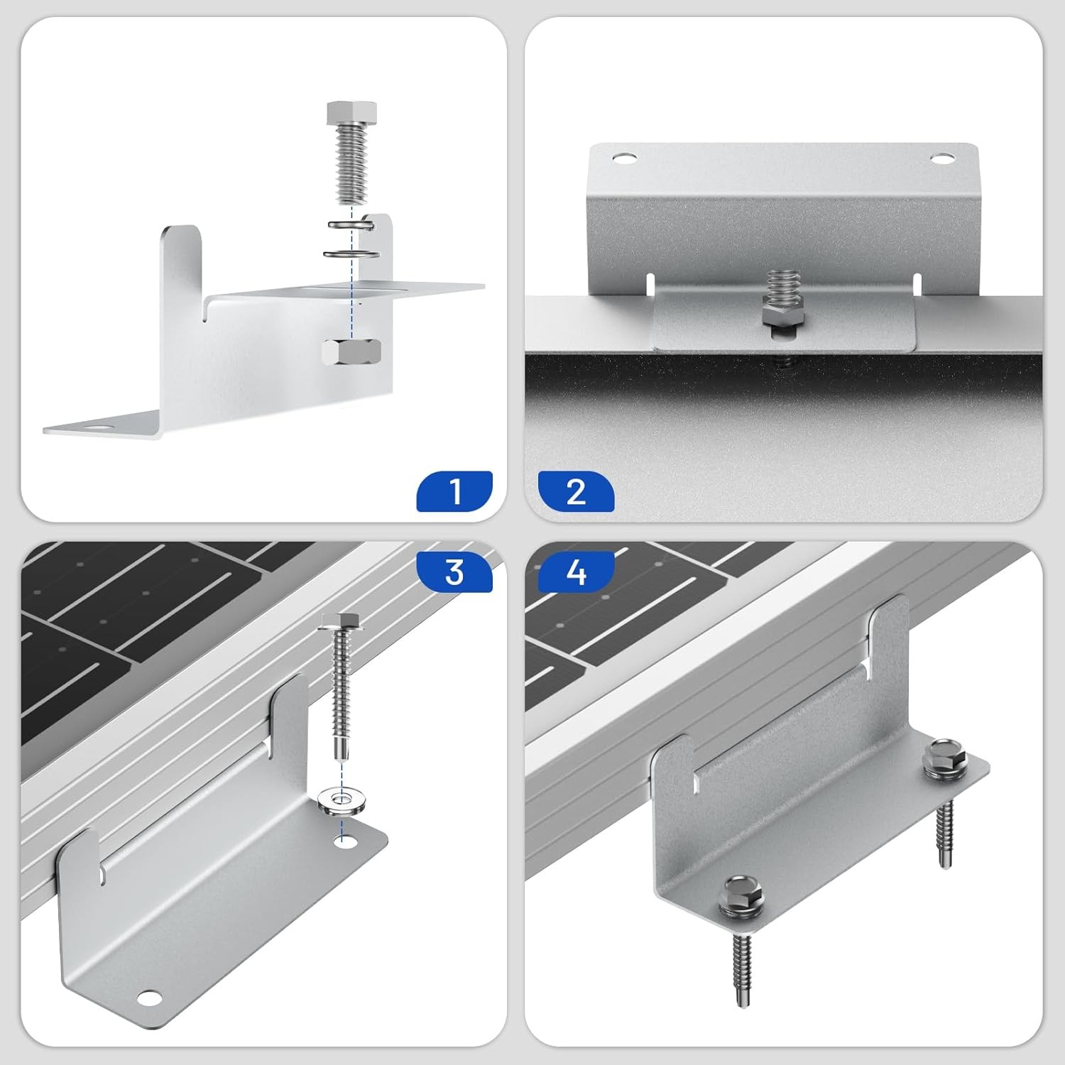 16 Solar Panel Z Mounting Brackets With Stainless Steel Fixings For RV Camp Roof
