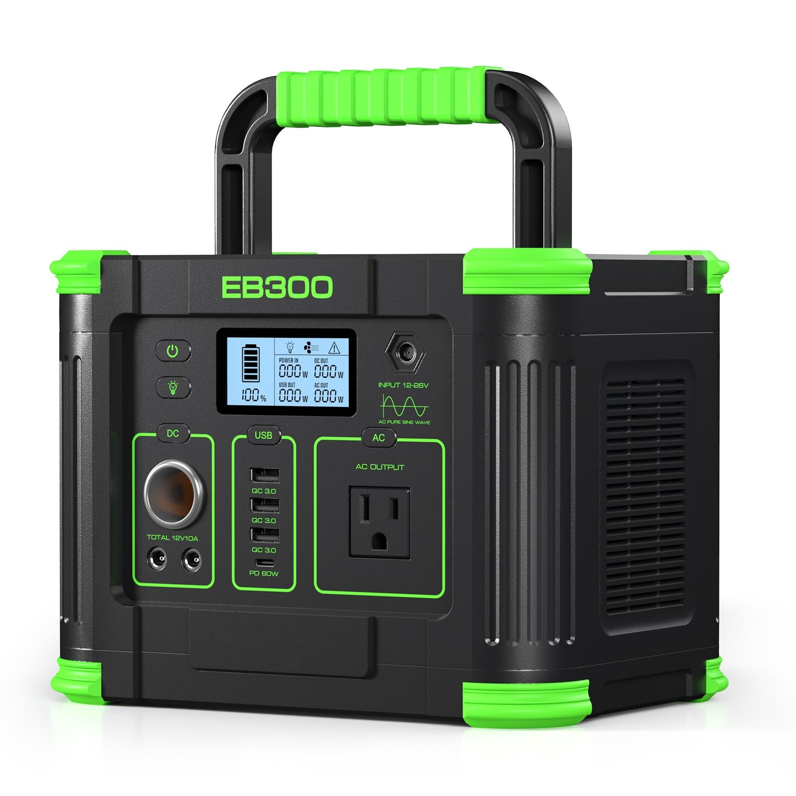 GRECELL Portable Power Station 300W, 230Wh LiFePO4 (LFP) Battery, 1.5hrs Fast Ch