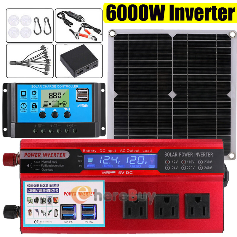 Home 110V Grid System Solar Panel Kit with 6000W Power Inverter&60A Controller
