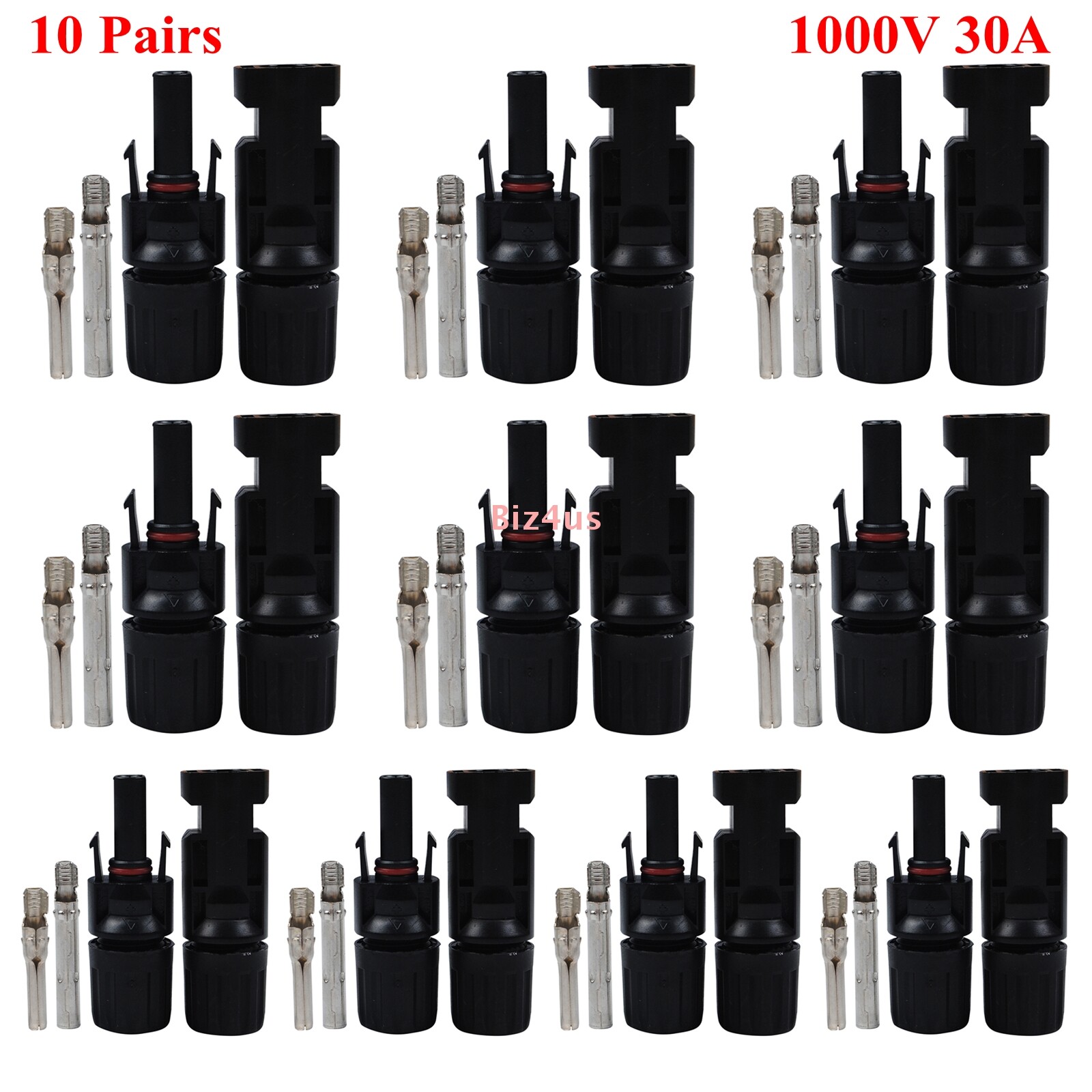 10Pair Solar Connector For MC4 1000V 30A UV Resistant IP67 Male Female Connector