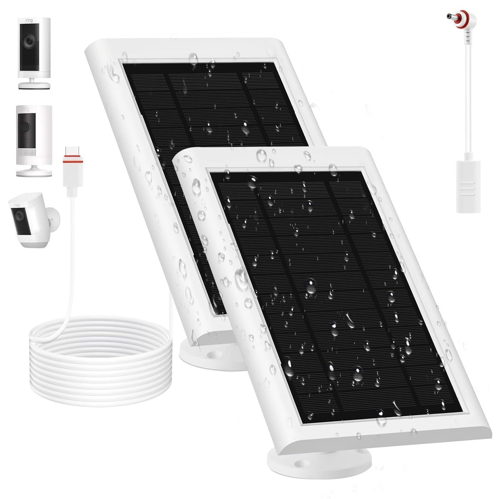 Solar Panel for Ring Camera(2nd Generation), 2 Pack 5w Solar Panel with 10ft/…