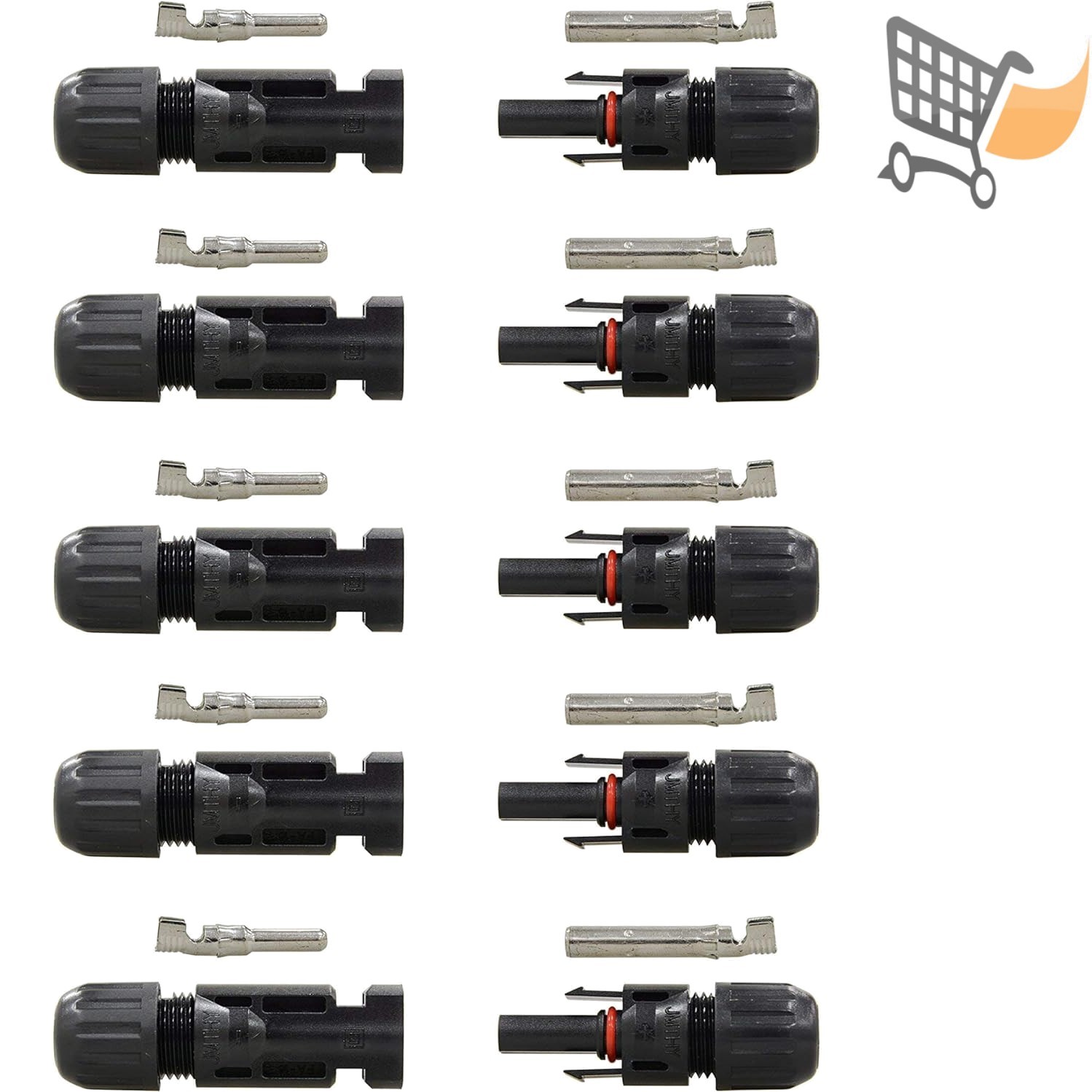 Solar Panel Connectors Black 5 Pairs Waterproof Brass Screw Terminals