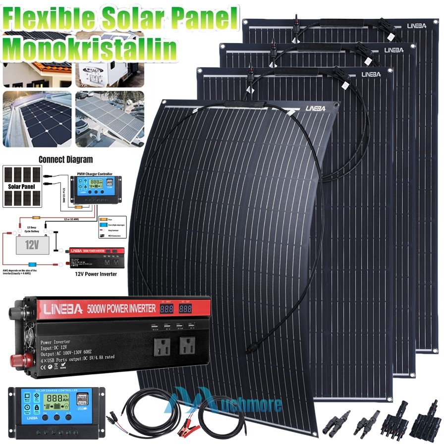 5000W Complete Solar Power Generator Solar Panel Kit Home RV Camper Off Grid
