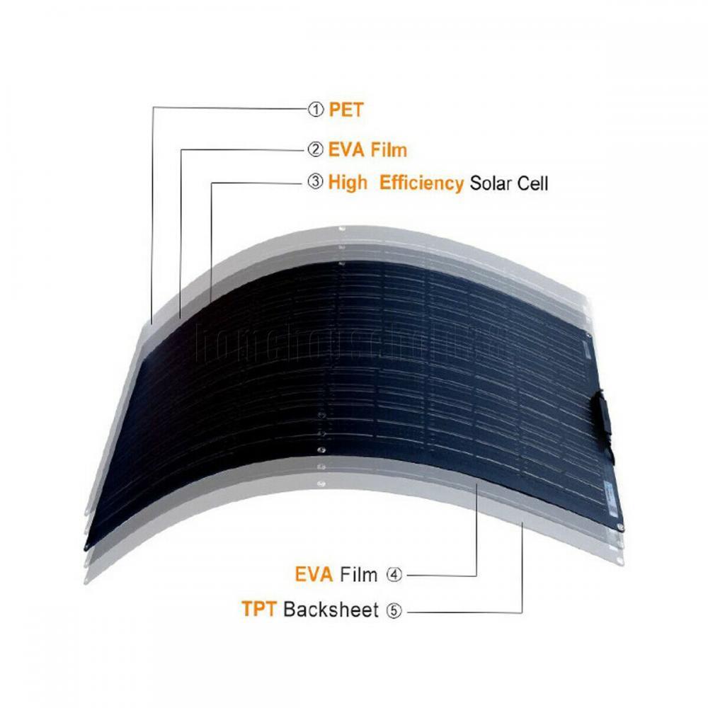 300W Watt Flexible 18V Mono Solar Panel Home RV Rooftop Camping Off-Grid Power