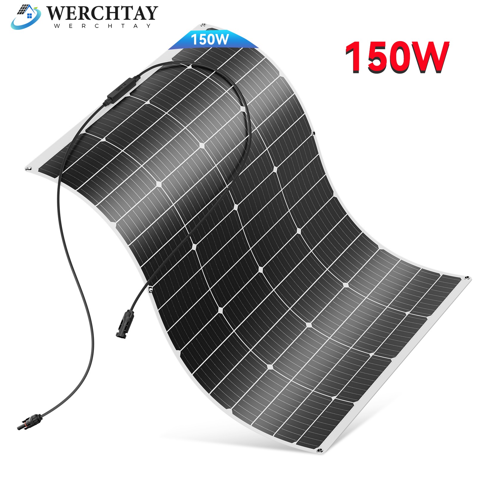150W Flexible Solar Panel Portable PV RV Rooftop Cabin Car Boat Home Camping US