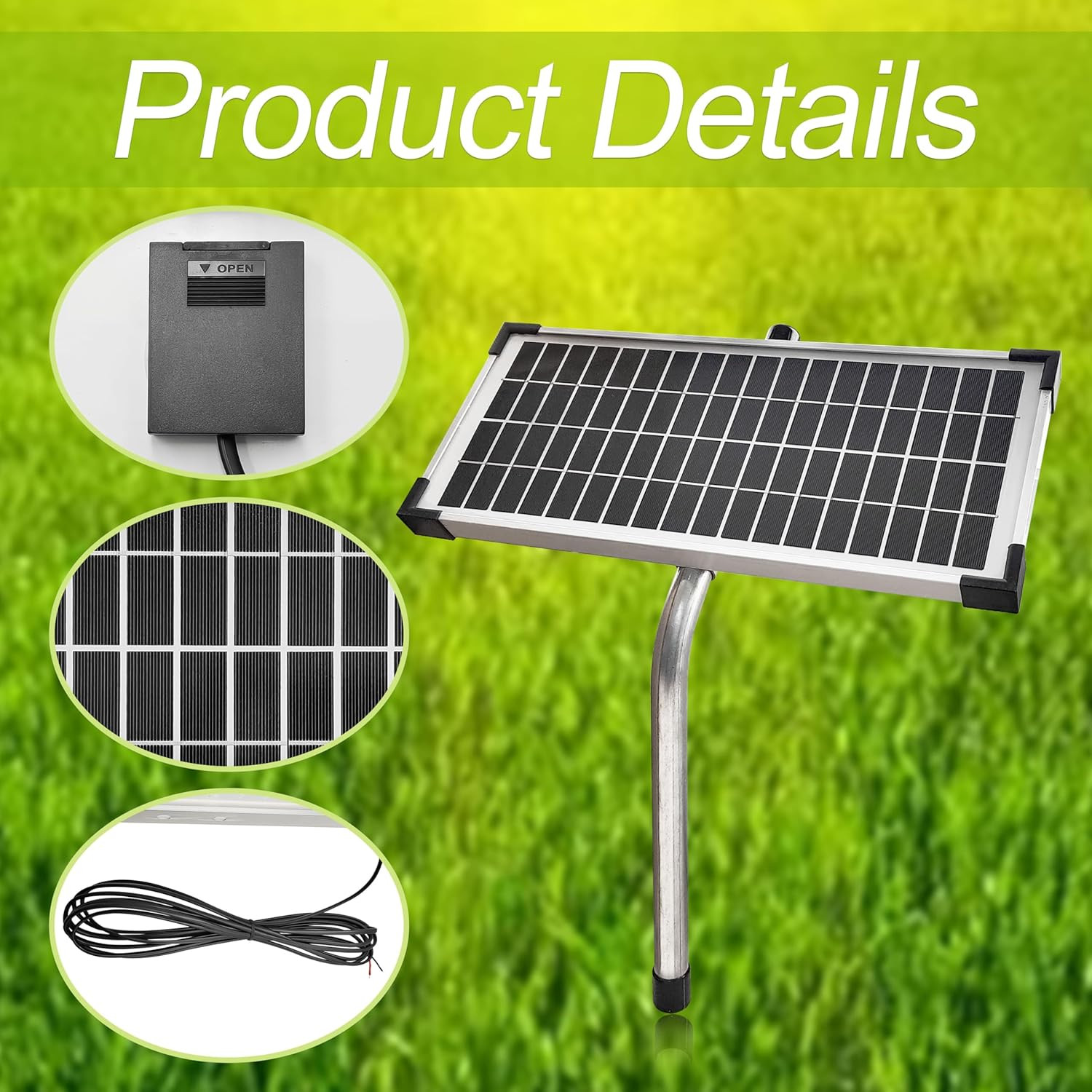 FM123 Solar Panel Kit,Compatible with Mighty Mule Automatic Gate Openers,10 Watt