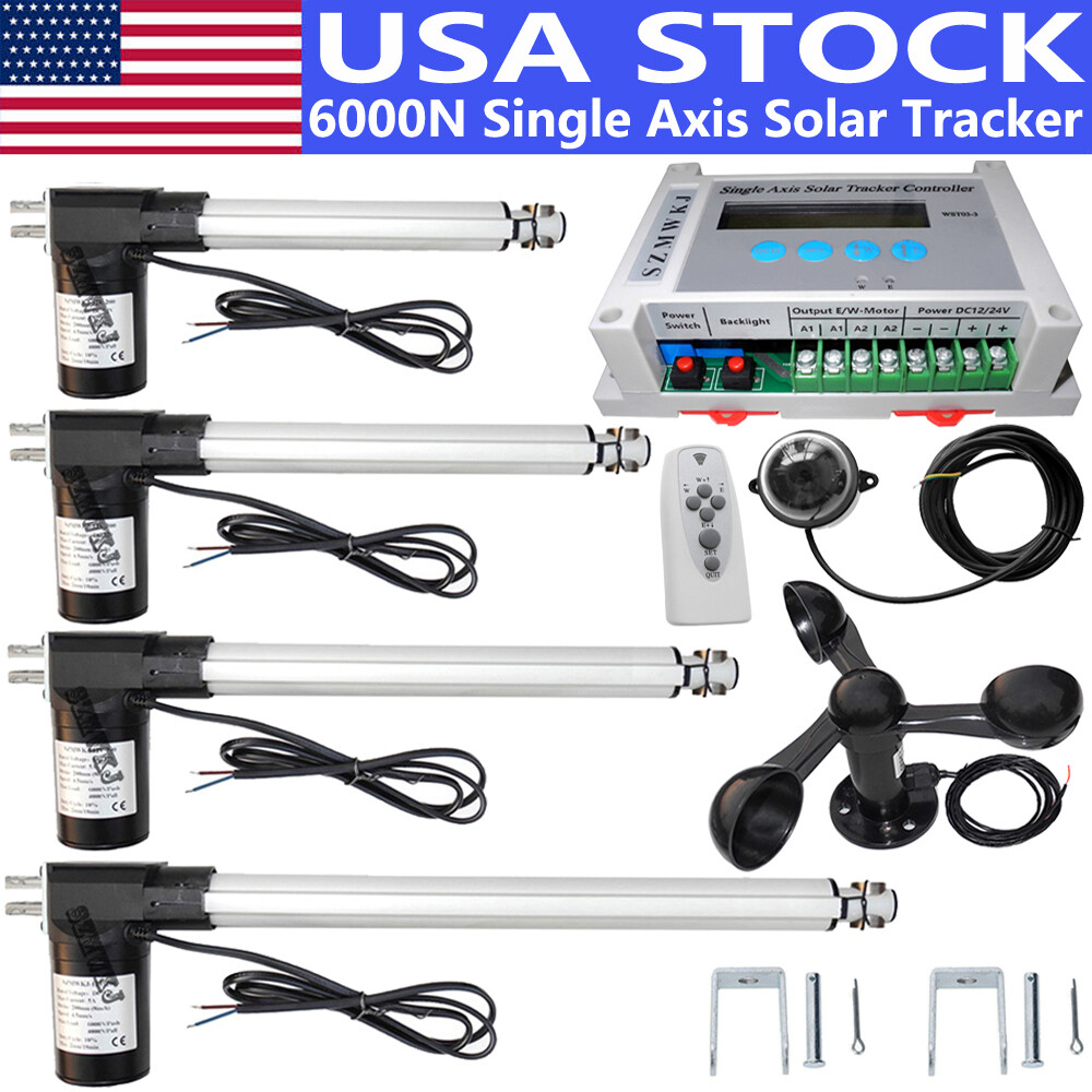 Single Axis Solar Tracking Tracker 6000N Linear Actuator W/ Sun Track Controller