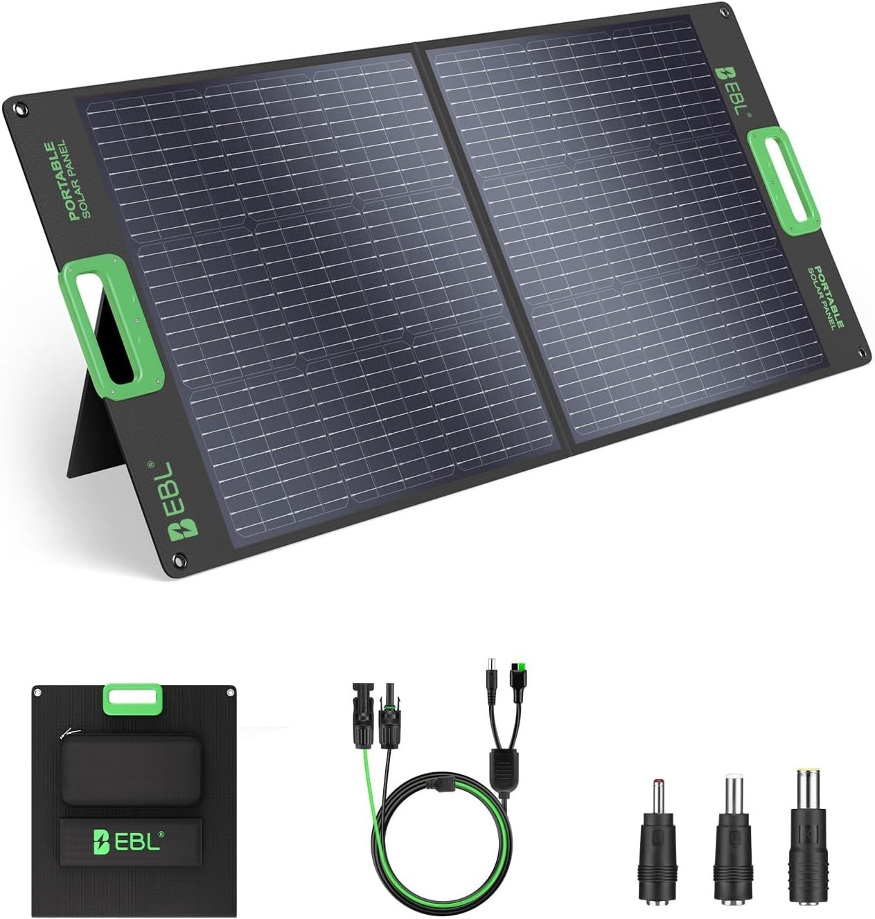 EBL 100W Solar Panel Kit Foldable Off-Grid for Power Station RV Outdoor Camping