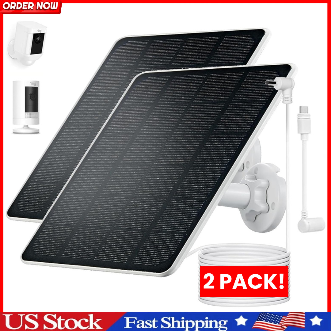Solar Panel for Ring Camera(2Nd Generation), 2 Pack 5W Solar Panel with 10FT/3M