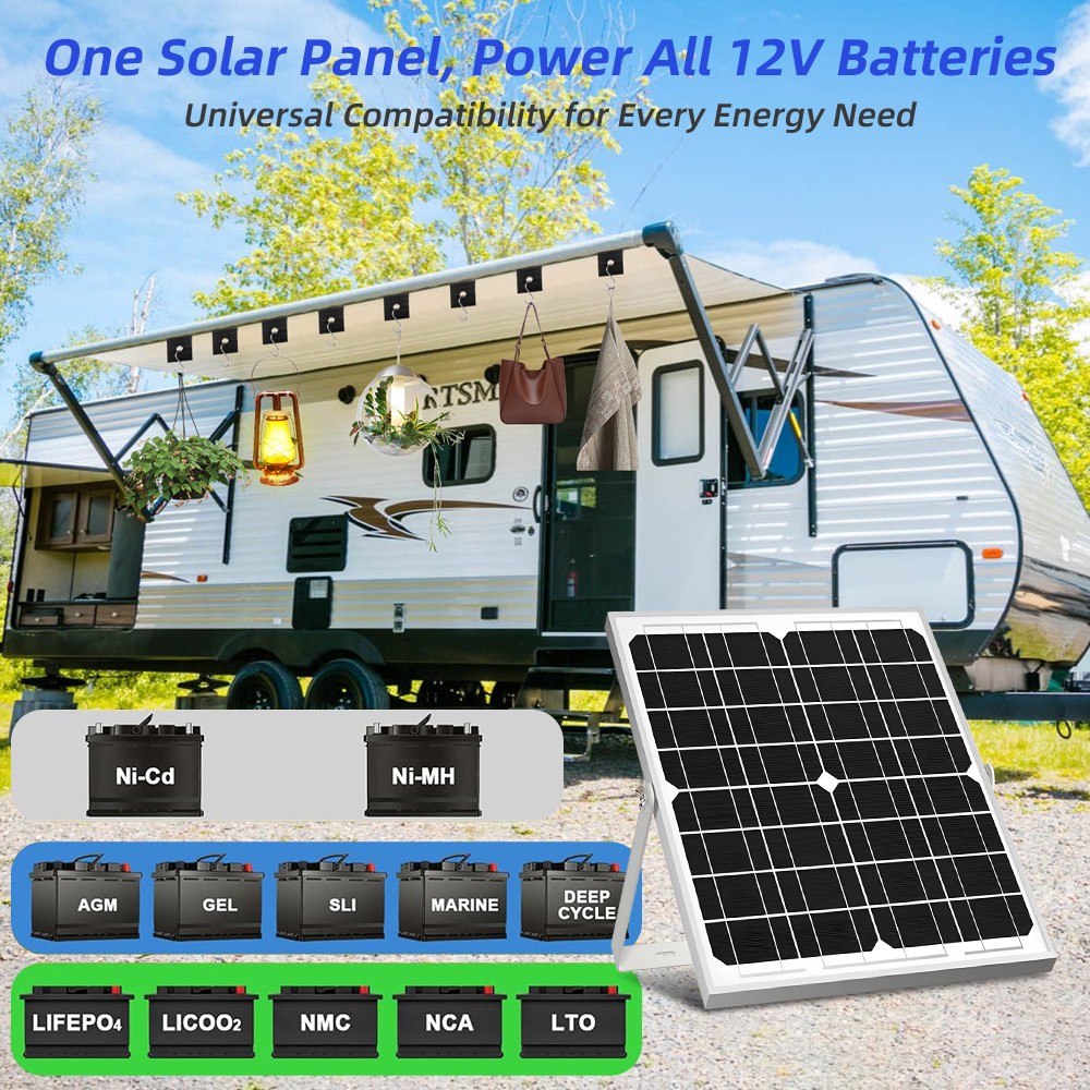 30W Solar Panel Trickle Charger 12V Solar Battery 100A W/ Controller Maintainer