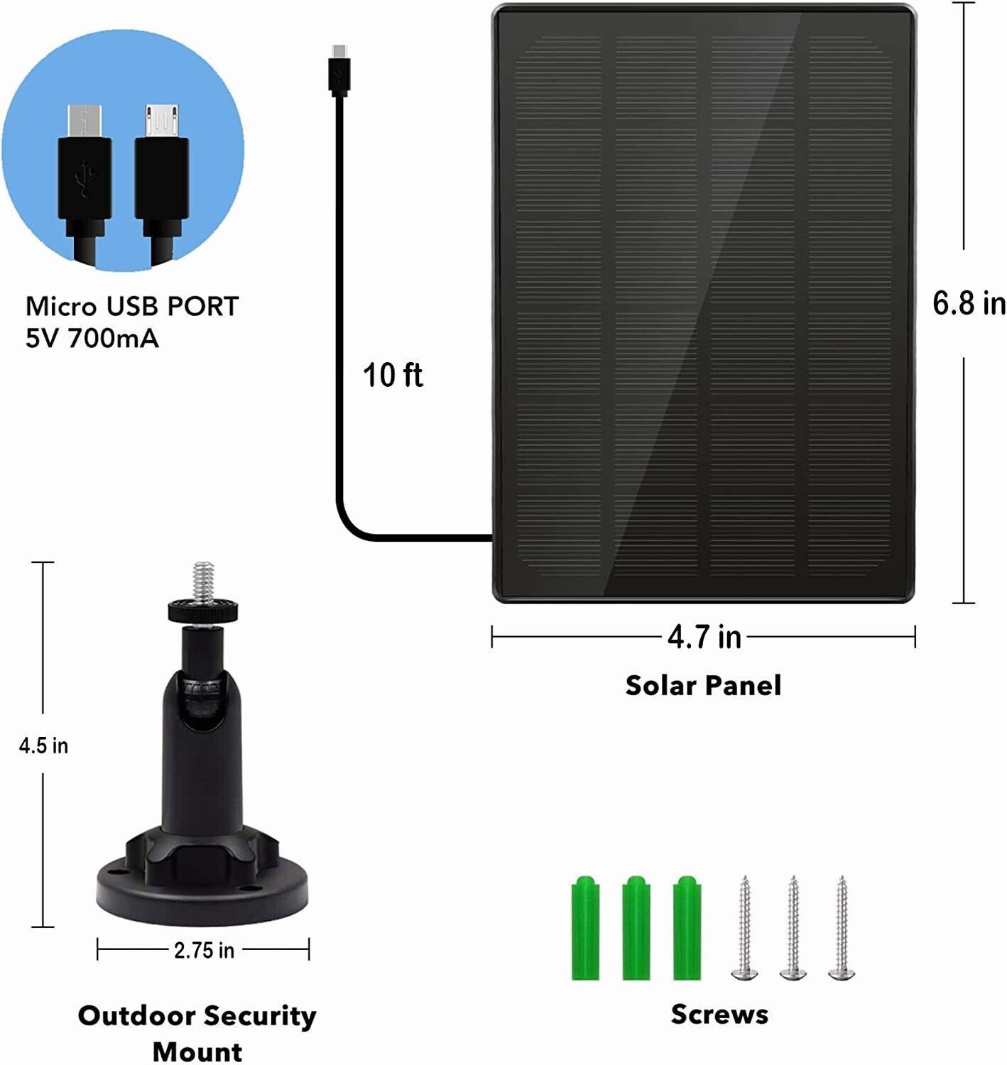 4W 5V Solar Panel for USB Power CCTV Camera Security Cam Battery Charger Outdoor