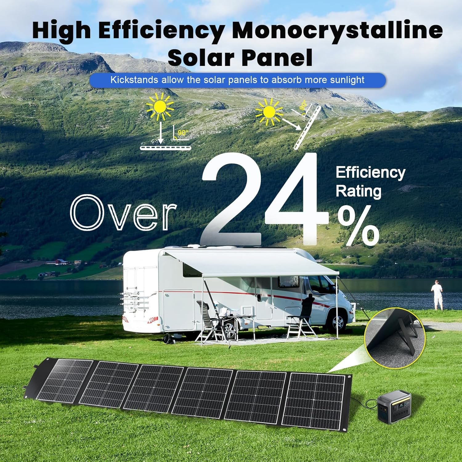 200W Portable Solar Panel Charger, Foldable & Waterproof for Camping & Hiking