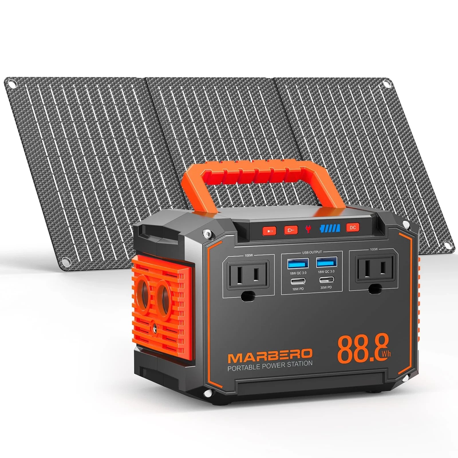 100W 88.8Wh Portable Power Station lithium-ion battery With 30W Solar Panel