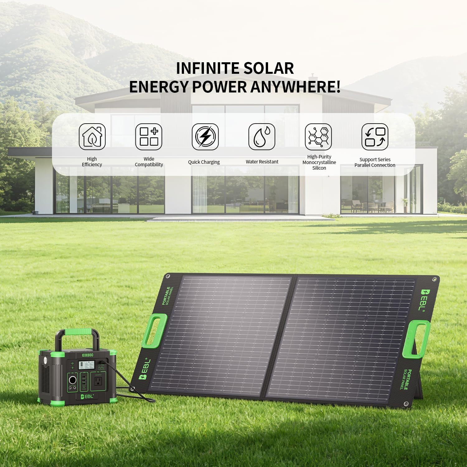 100 Watt Solar Panel, Foldable Solar Charger for Power Station, Portable Solar P