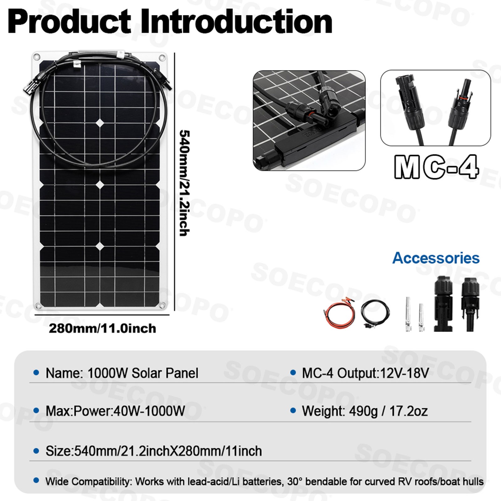 SOECOPO 10000W Solar System Kit, 100A Controller, 12V DC to 110V/220V