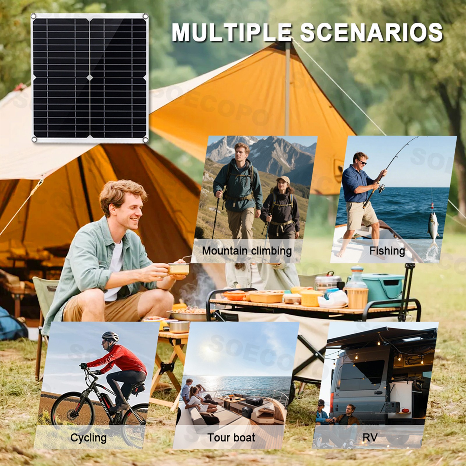 900W Solar Charging Kit with Y-Cable + 2 x 300W Panels + 2M Emergency Powergj