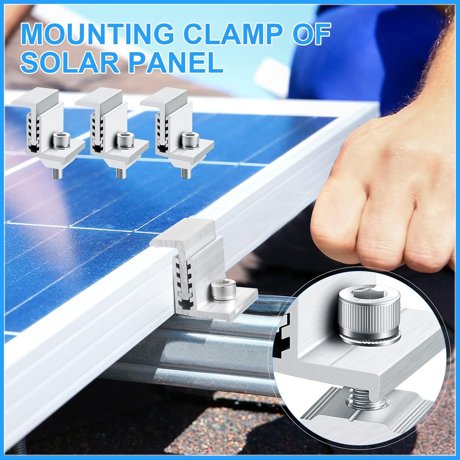 40 Pack Adjustable Solar Panel End Clamps – Durable Aluminum Mounting Hardware