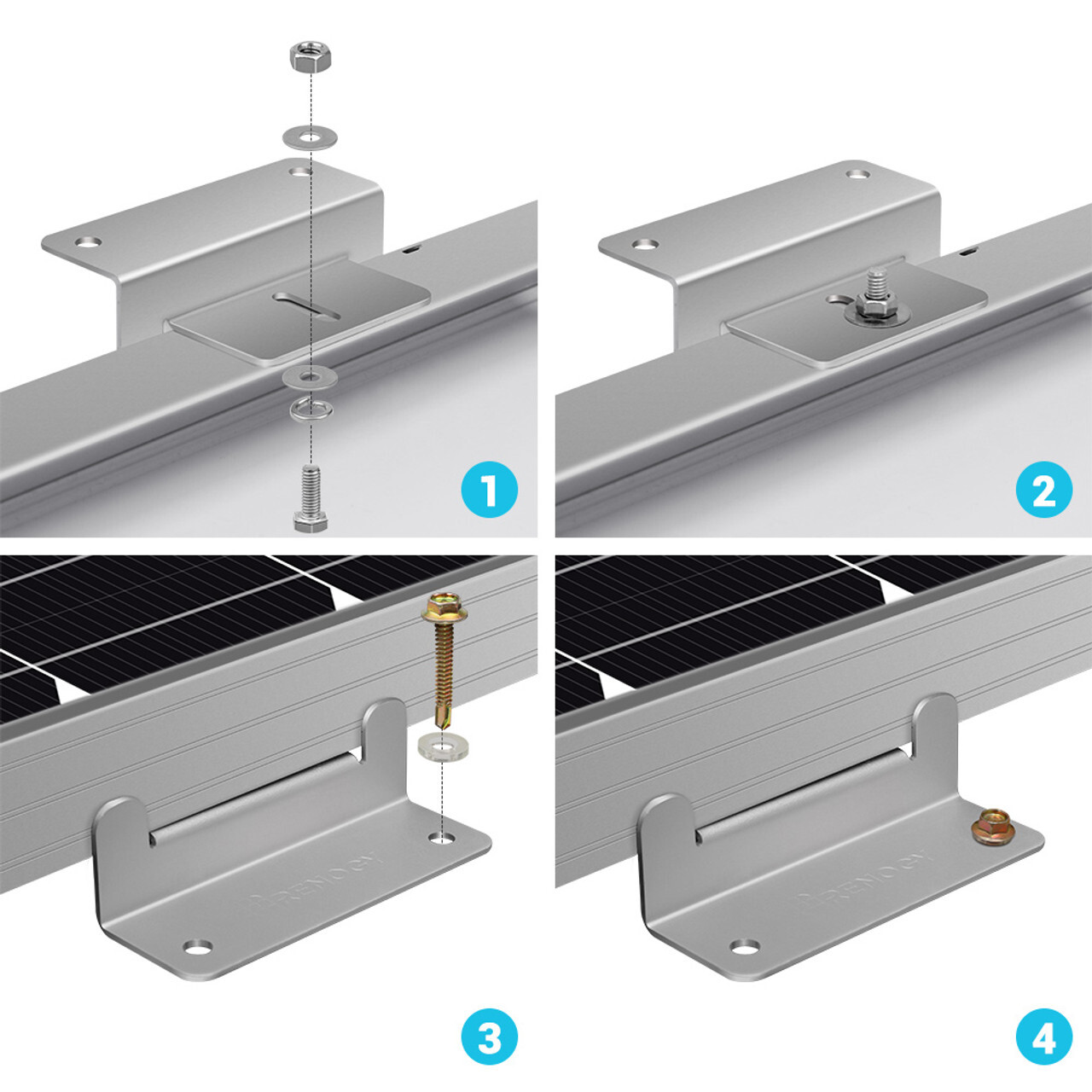 Renogy Solar Panel Mounts Z Brackets One Set for Mounting Solar Panel Flat Roof