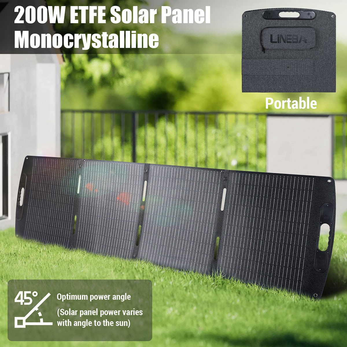 200W Solar Panel Kit 22V Foldable Portable Solar Suitcase Mono for Camp RV Van