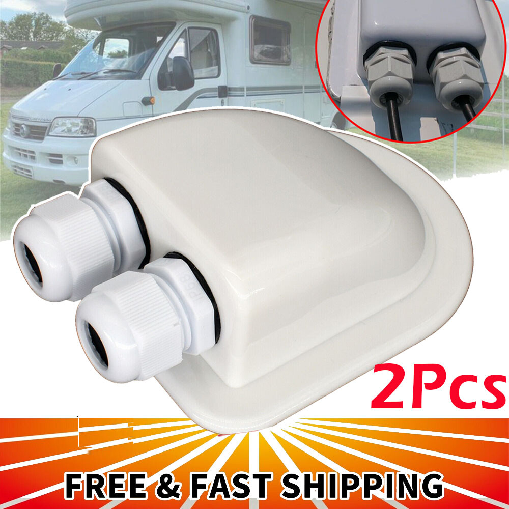 2pcs Double Wire Cable Entry Gland RV Caravan Roof Solar Boat Panel Junction Box