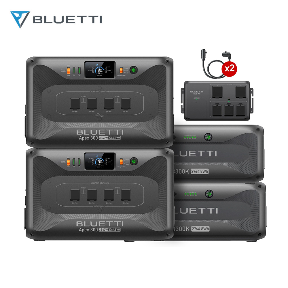 BLUETTI 2*Apex 300 11,059.2Wh Portable Power Station+2*B300K Batteries+Hub A1
