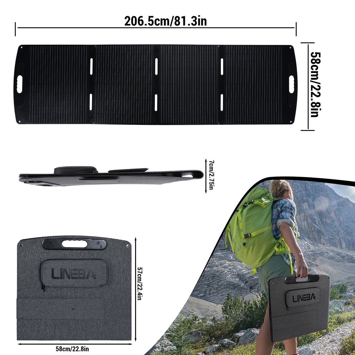 Solar Panel 200W 22V High Efficiency Portable Foldable Charger for Power Station