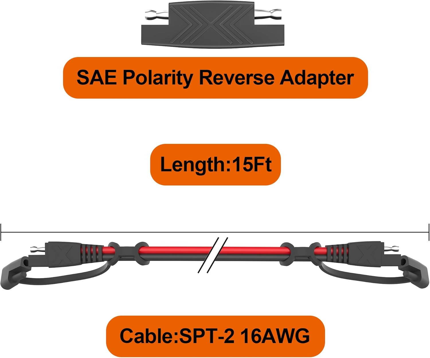 OYMSAE 15Ft SAE Connector, Solar Panel Extension Cable, Quick Disconnect Wire fo