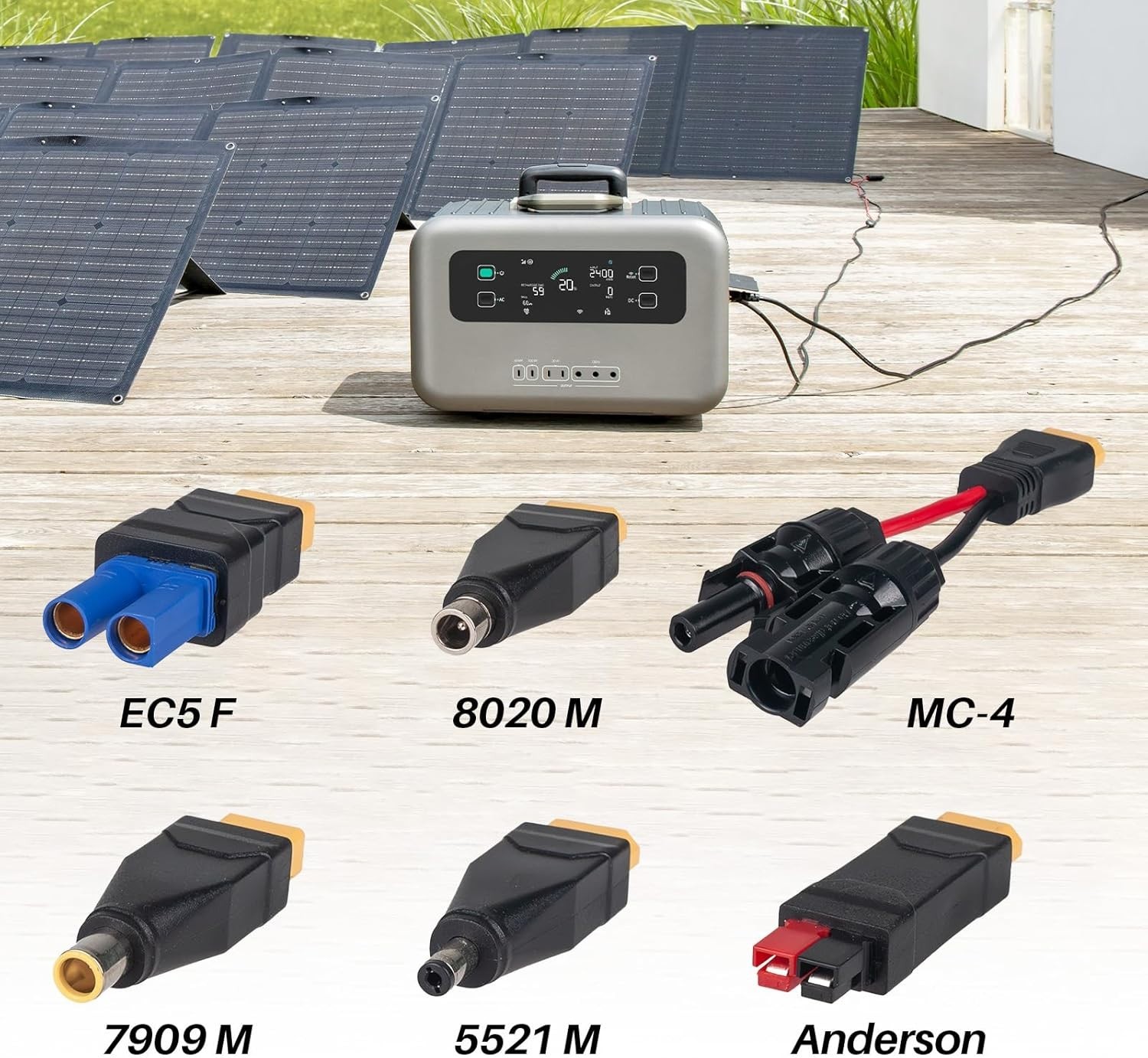 6-in-1 Solar Panel Connector Cable Kit, 14AWG Heavy-Duty Weatherproof Extensi…