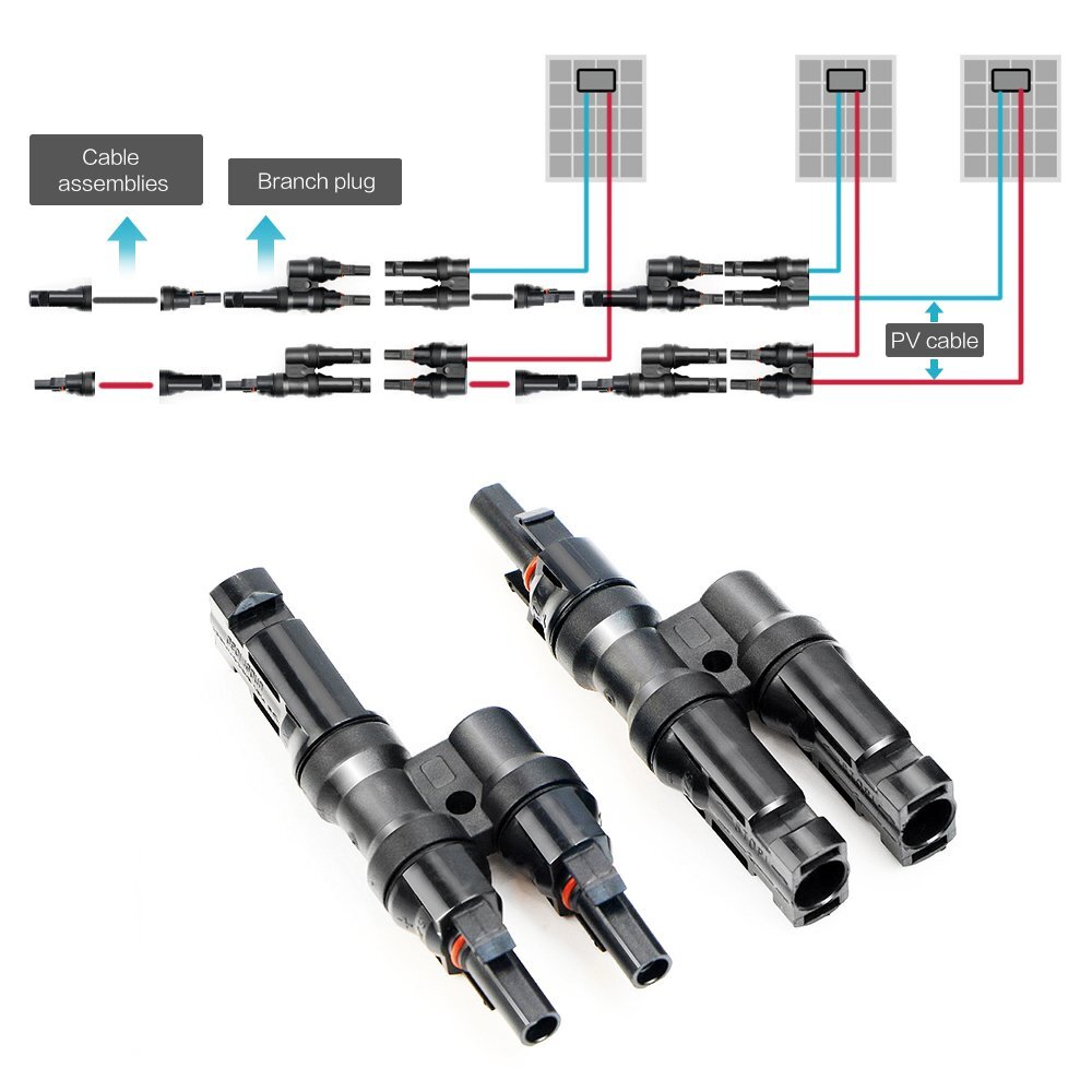 ALLPOWERS Branch Connectors Solar Panels Connectors for Parallel Connection