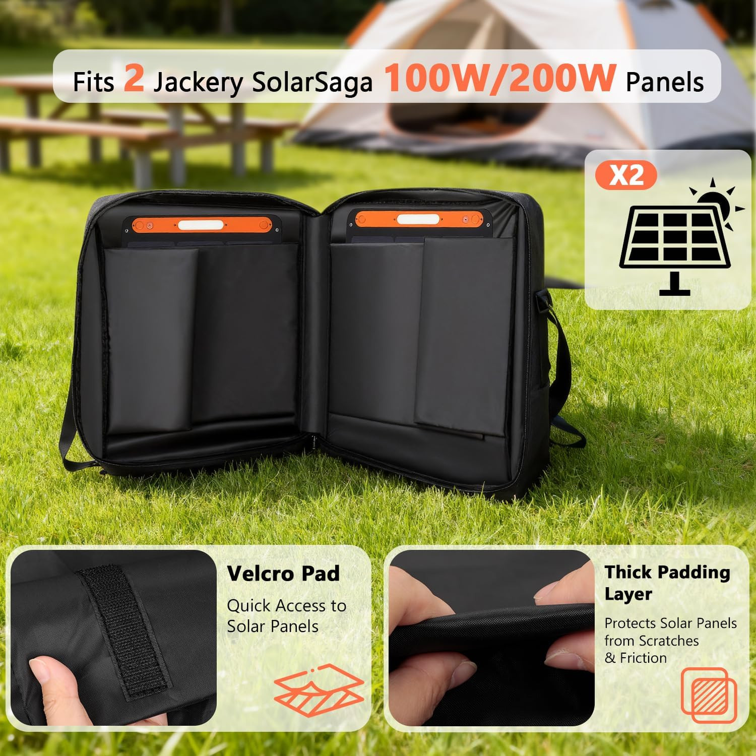 Solar Panel Carrying Case Compatible with Jackery Solarsaga 100W/100X/200W, Padd