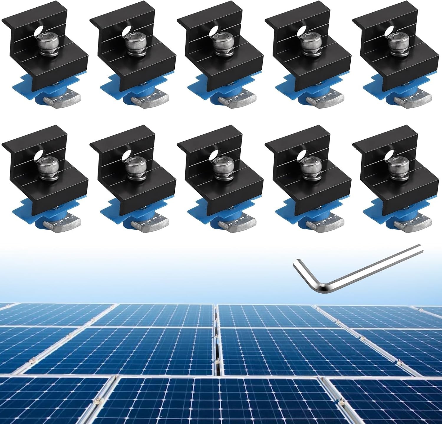 10pcs Solar Panel End Clamp for Standard Unistrut, Aluminum 30mm/35mm Solar P…