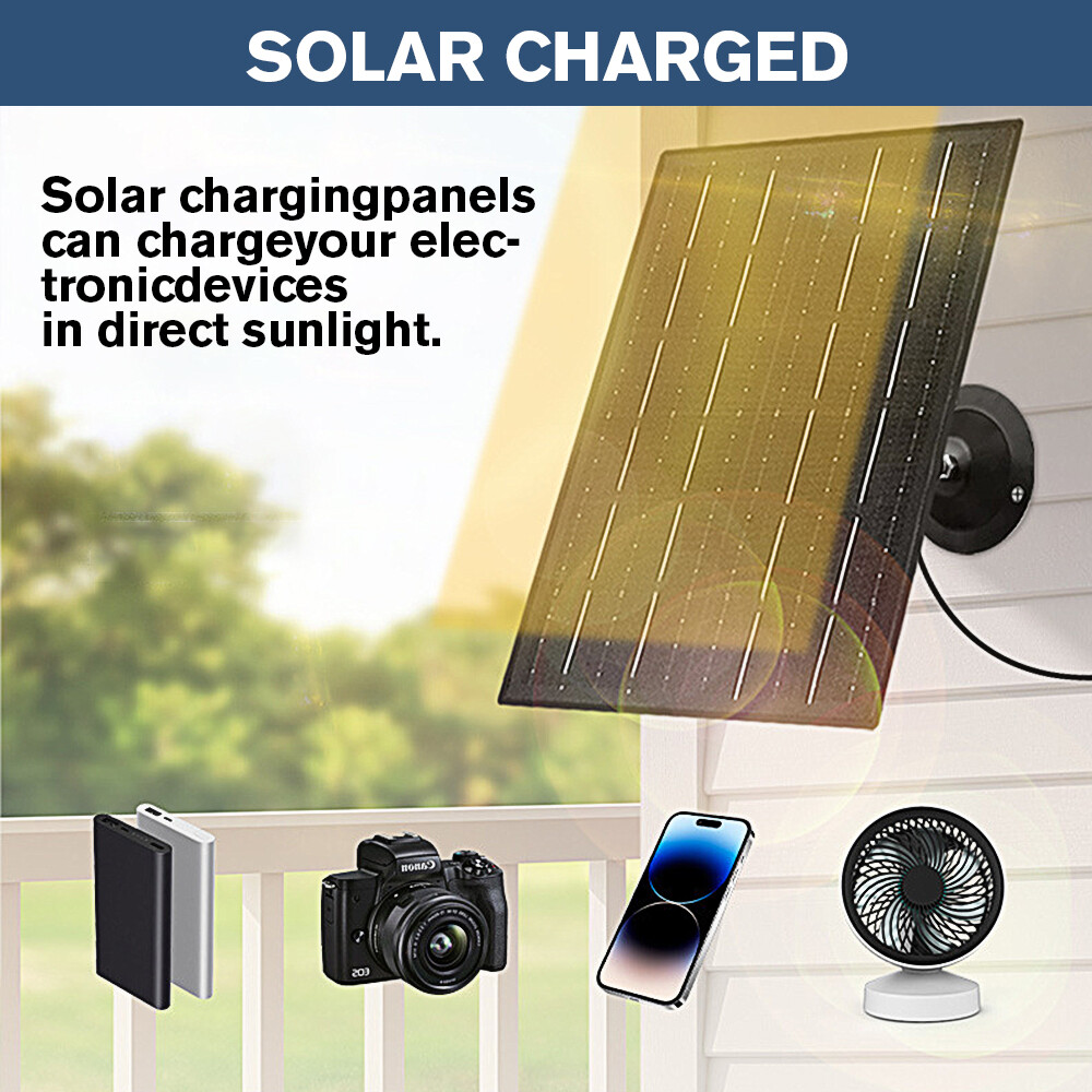 Type-C Port Solar Panel for Security Camera 30W 5V Outdoor Charger for CCTV Cam